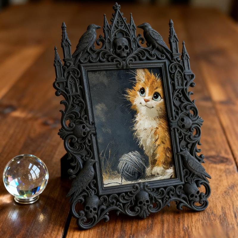 Eye-catching-gothic Gothic Dark-style Photo Frame | Dark Fantasy Resin Casting Studio Decor, Photo Ornament, Wall-mountable & Tabletop, Crea