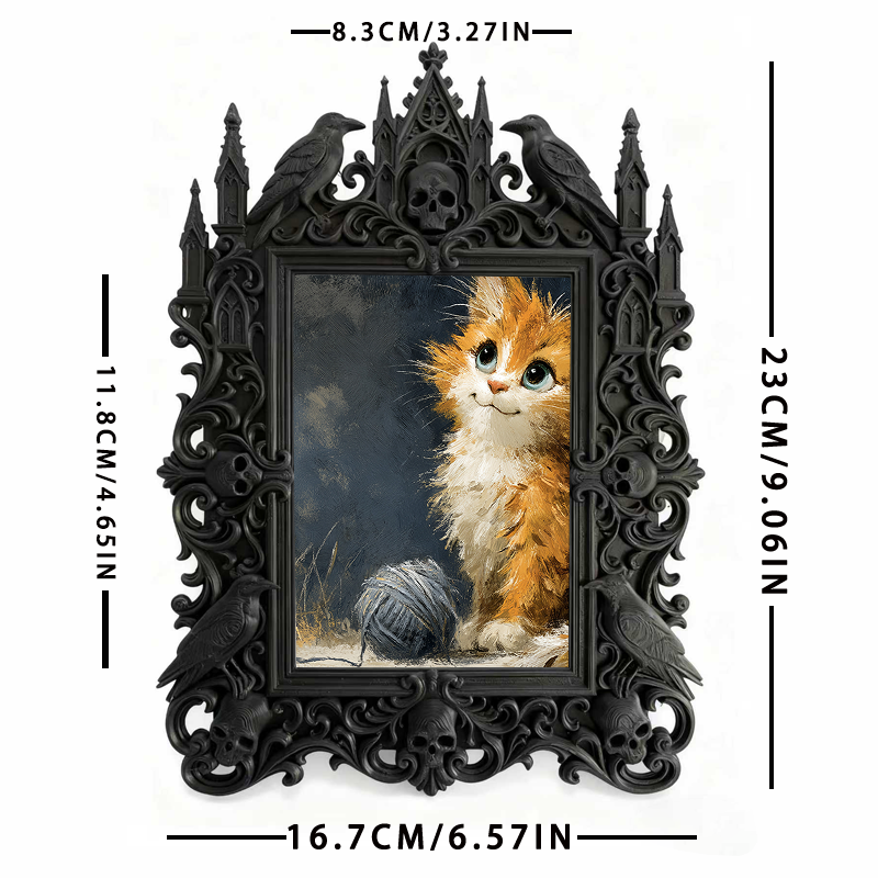 Eye-catching-gothic Gothic Dark-style Photo Frame | Dark Fantasy Resin Casting Studio Decor, Photo Ornament, Wall-mountable & Tabletop, Crea
