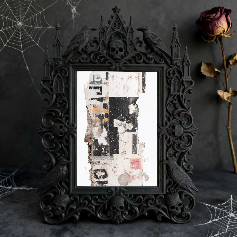 Trending-hot Gothic Dark-style Photo Frame | Gothic Halloween Garage Party Decor, Photo Ornament, Wall-mountable & Tabletop, Plastic Frame