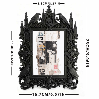 Trending-hot Gothic Dark-style Photo Frame | Gothic Halloween Garage Party Decor, Photo Ornament, Wall-mountable & Tabletop, Plastic Frame