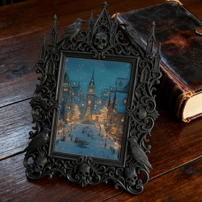 Top-choice-gothic Gothic Dark-style Photo Frame | Dark Academia Dorm Art Corner Decor, Photo Ornament, Wall/Table Dual-use, Durable Frame