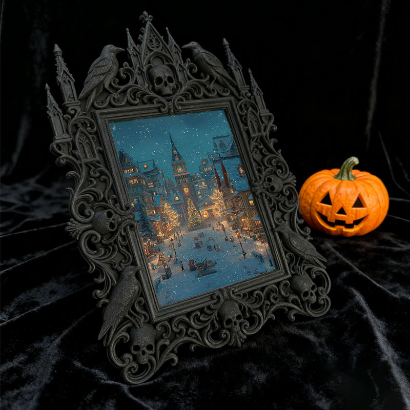 Top-choice-gothic Gothic Dark-style Photo Frame | Dark Academia Dorm Art Corner Decor, Photo Ornament, Wall/Table Dual-use, Durable Frame