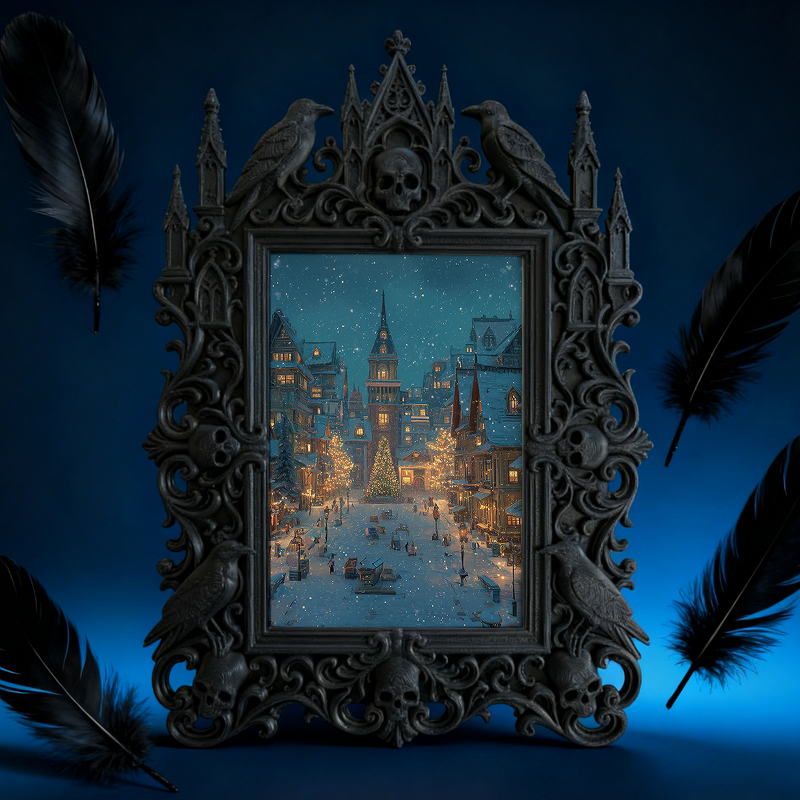 Top-choice-gothic Gothic Dark-style Photo Frame | Dark Academia Dorm Art Corner Decor, Photo Ornament, Wall/Table Dual-use, Durable Frame