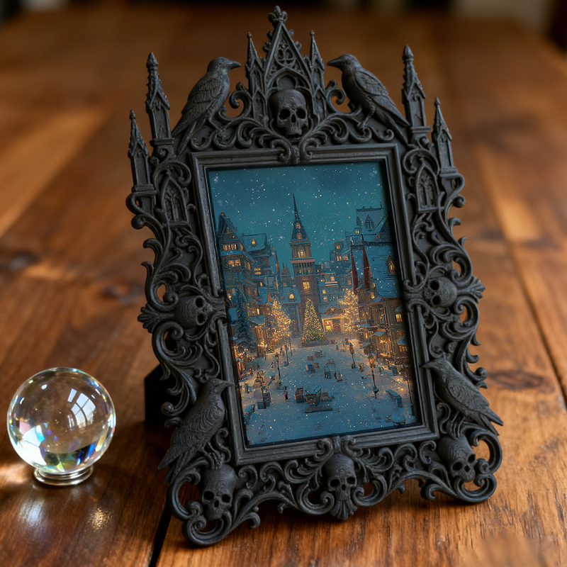 Top-choice-gothic Gothic Dark-style Photo Frame | Dark Academia Dorm Art Corner Decor, Photo Ornament, Wall/Table Dual-use, Durable Frame