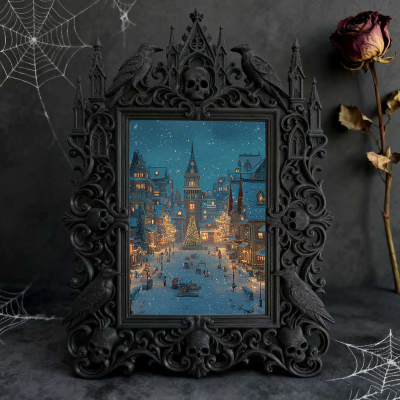 Top-choice-gothic Gothic Dark-style Photo Frame | Dark Academia Dorm Art Corner Decor, Photo Ornament, Wall/Table Dual-use, Durable Frame