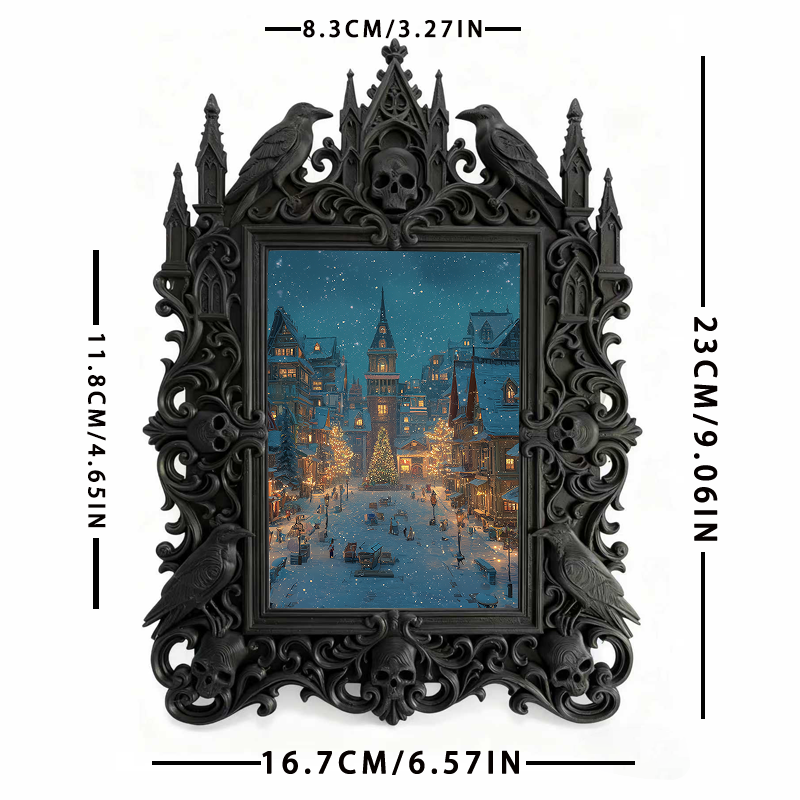 Top-choice-gothic Gothic Dark-style Photo Frame | Dark Academia Dorm Art Corner Decor, Photo Ornament, Wall/Table Dual-use, Durable Frame
