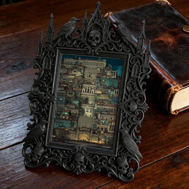 Crowd-pleaser-gothic Gothic Dark-style Photo Frame | Horror Cosplay Group Photo Prop, Photo Ornament, Wall-mountable & Tabletop, Lightweight