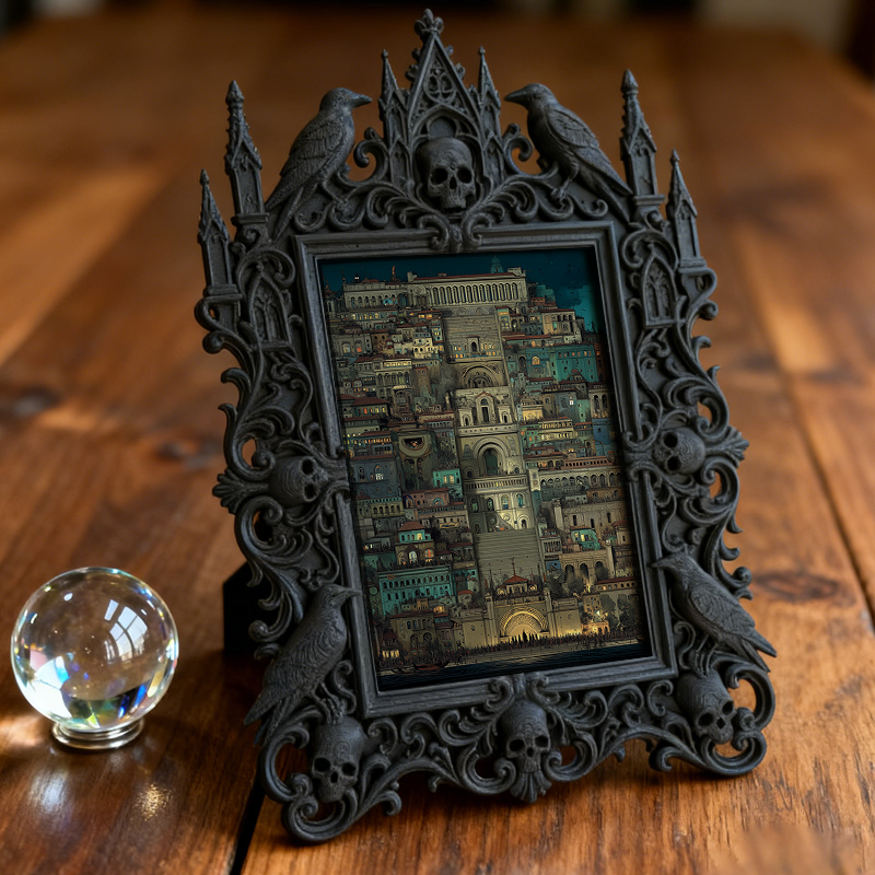 Crowd-pleaser-gothic Gothic Dark-style Photo Frame | Horror Cosplay Group Photo Prop, Photo Ornament, Wall-mountable & Tabletop, Lightweight