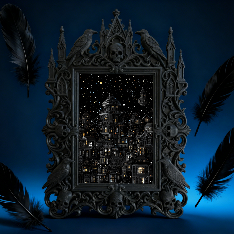 High-demand-gothic Gothic Dark-style Photo Frame | Witchy Crystal Grid Party Decor, Photo Ornament, Wall-mountable & Tabletop, Scratch-resis