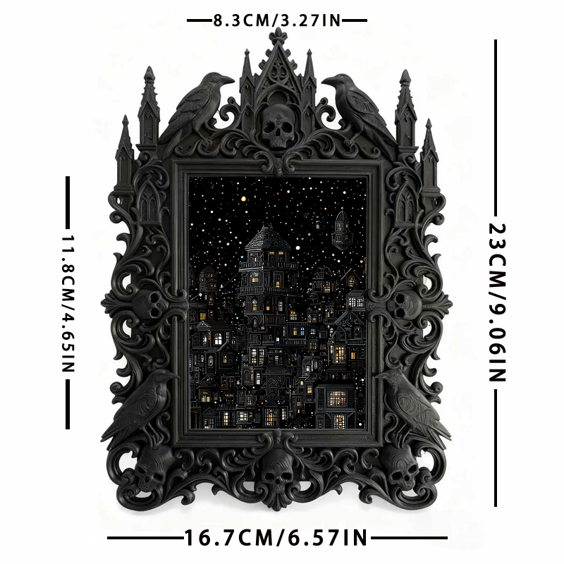 High-demand-gothic Gothic Dark-style Photo Frame | Witchy Crystal Grid Party Decor, Photo Ornament, Wall-mountable & Tabletop, Scratch-resis