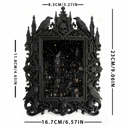 High-demand-gothic Gothic Dark-style Photo Frame | Witchy Crystal Grid Party Decor, Photo Ornament, Wall-mountable & Tabletop, Scratch-resis