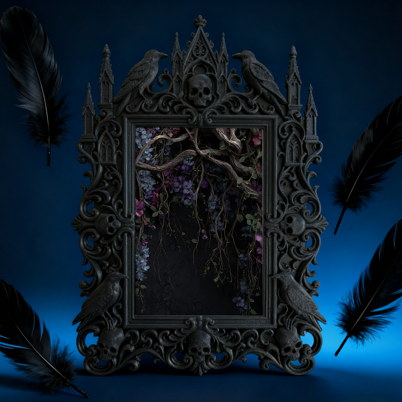 Trend-leading Gothic Dark-style Photo Frame | Gothic Kids’ Witch Craft Room Decor, Photo Ornament, Wall/Table Dual-use, Eco-friendly Frame