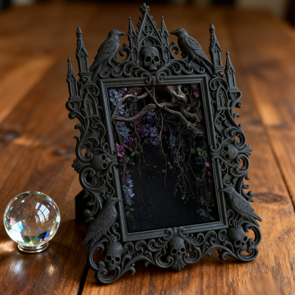 Trend-leading Gothic Dark-style Photo Frame | Gothic Kids’ Witch Craft Room Decor, Photo Ornament, Wall/Table Dual-use, Eco-friendly Frame