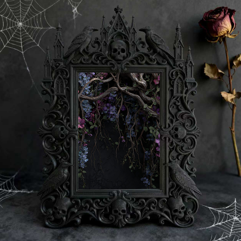Trend-leading Gothic Dark-style Photo Frame | Gothic Kids’ Witch Craft Room Decor, Photo Ornament, Wall/Table Dual-use, Eco-friendly Frame