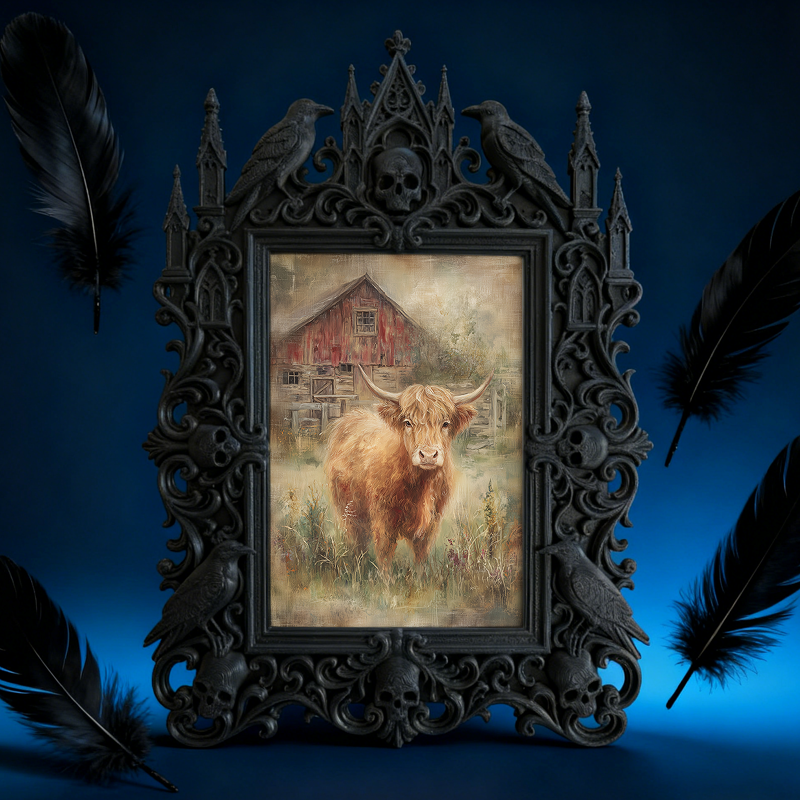 Must-buy-gothic Gothic Dark-style Photo Frame | Dark Dried Flower Wreath Shop Decor, Photo Ornament, Wall-mountable & Tabletop, Slim Frame