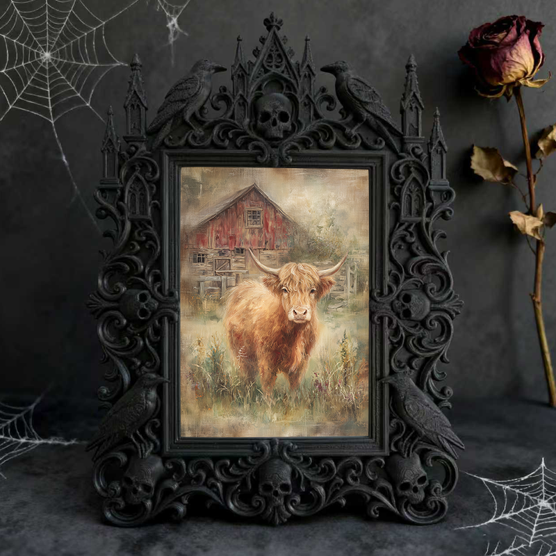 Must-buy-gothic Gothic Dark-style Photo Frame | Dark Dried Flower Wreath Shop Decor, Photo Ornament, Wall-mountable & Tabletop, Slim Frame