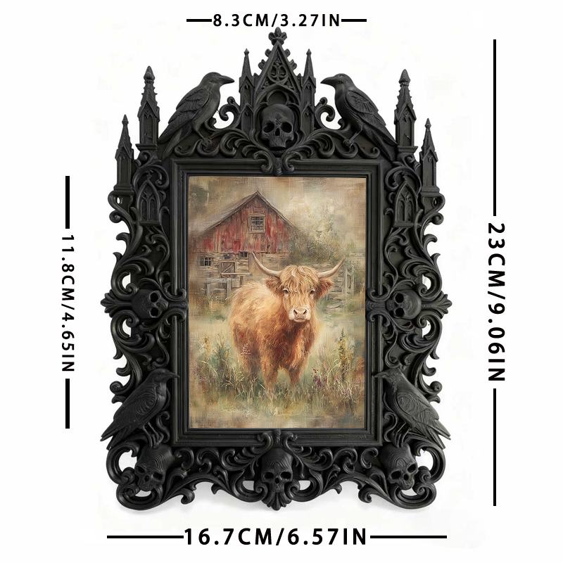 Must-buy-gothic Gothic Dark-style Photo Frame | Dark Dried Flower Wreath Shop Decor, Photo Ornament, Wall-mountable & Tabletop, Slim Frame
