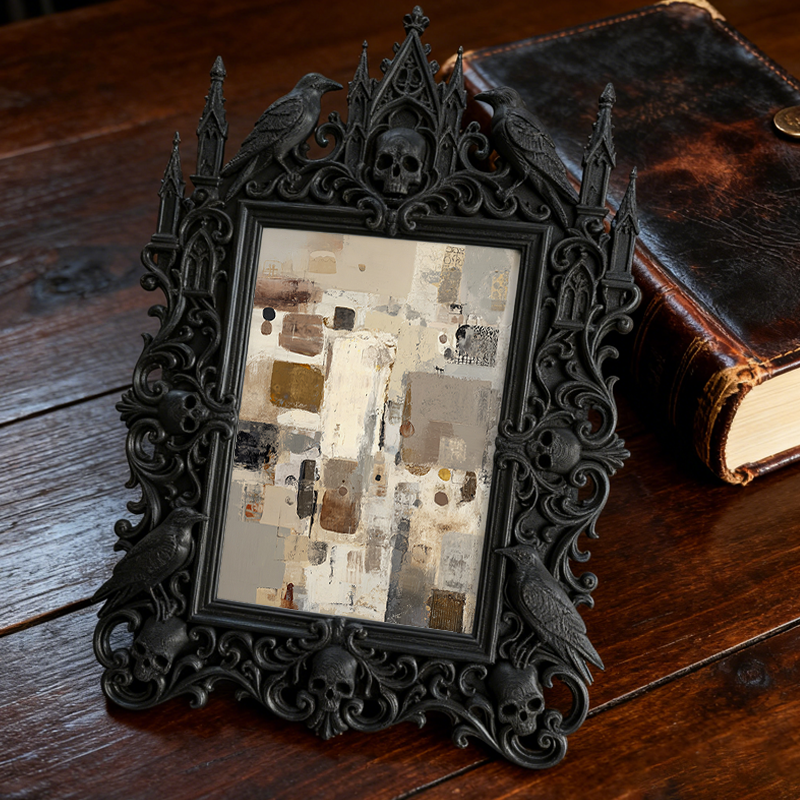 Limited-quantity Gothic Dark-style Photo Frame | Occult Manuscript Copy Shop Decor, Photo Ornament, Wall-mountable & Tabletop, Collectible F