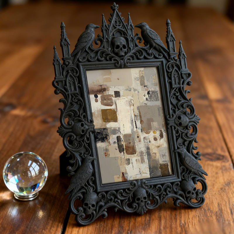 Limited-quantity Gothic Dark-style Photo Frame | Occult Manuscript Copy Shop Decor, Photo Ornament, Wall-mountable & Tabletop, Collectible F