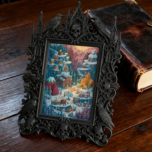 Rare-find-gothic Gothic Dark-style Photo Frame | Werewolf Cosplay Photo Booth Decor, Photo Ornament, Wall/Table Dual-use, Rustic Frame