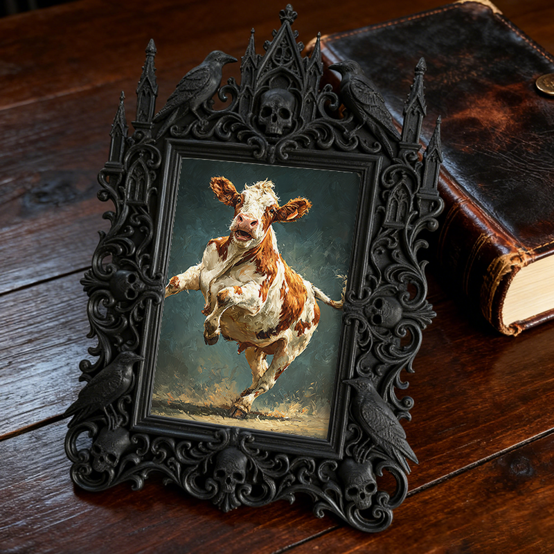 TikTok-viral Gothic Dark-style Photo Frame | Gothic Tabletop RPG Game Night Decor, Photo Ornament, Wall-mountable & Tabletop, Plastic Frame