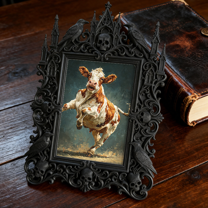 TikTok-viral Gothic Dark-style Photo Frame | Gothic Tabletop RPG Game Night Decor, Photo Ornament, Wall-mountable & Tabletop, Plastic Frame