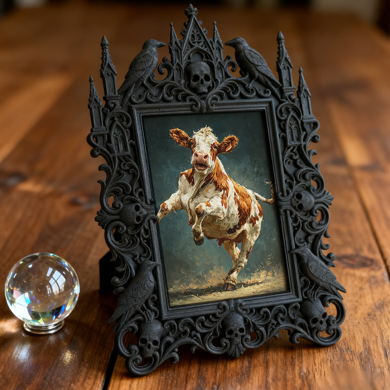 TikTok-viral Gothic Dark-style Photo Frame | Gothic Tabletop RPG Game Night Decor, Photo Ornament, Wall-mountable & Tabletop, Plastic Frame