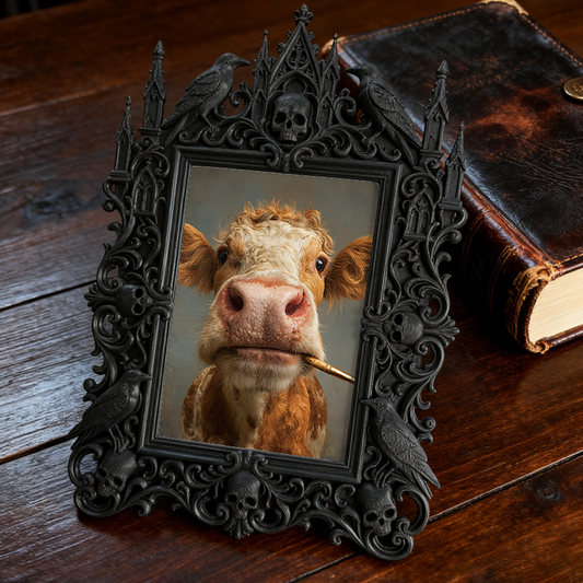 Bestselling-now Gothic Dark-style Photo Frame | Vampire Themed Trivia Pub Table Decor, Photo Ornament, Wall-mountable & Tabletop, Lightweigh