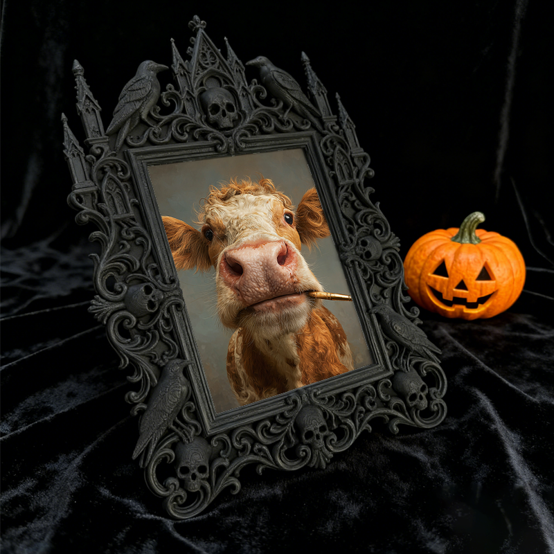 Bestselling-now Gothic Dark-style Photo Frame | Vampire Themed Trivia Pub Table Decor, Photo Ornament, Wall-mountable & Tabletop, Lightweigh