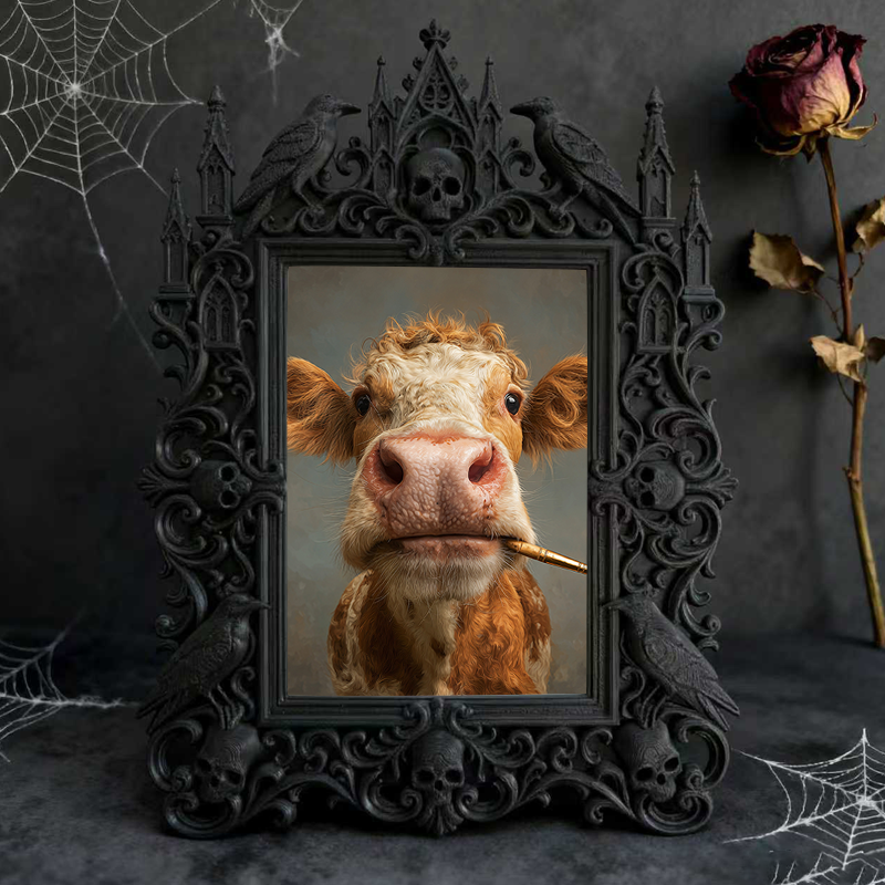 Bestselling-now Gothic Dark-style Photo Frame | Vampire Themed Trivia Pub Table Decor, Photo Ornament, Wall-mountable & Tabletop, Lightweigh