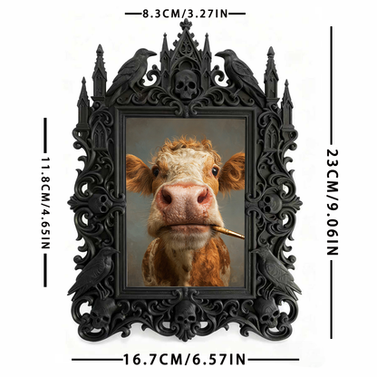 Bestselling-now Gothic Dark-style Photo Frame | Vampire Themed Trivia Pub Table Decor, Photo Ornament, Wall-mountable & Tabletop, Lightweigh