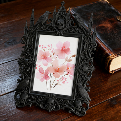 Quick-sellout Gothic Dark-style Photo Frame | Gothic Resin Art Studio Window Decor, Photo Ornament, Dual-use Display, Retro Plastic Frame