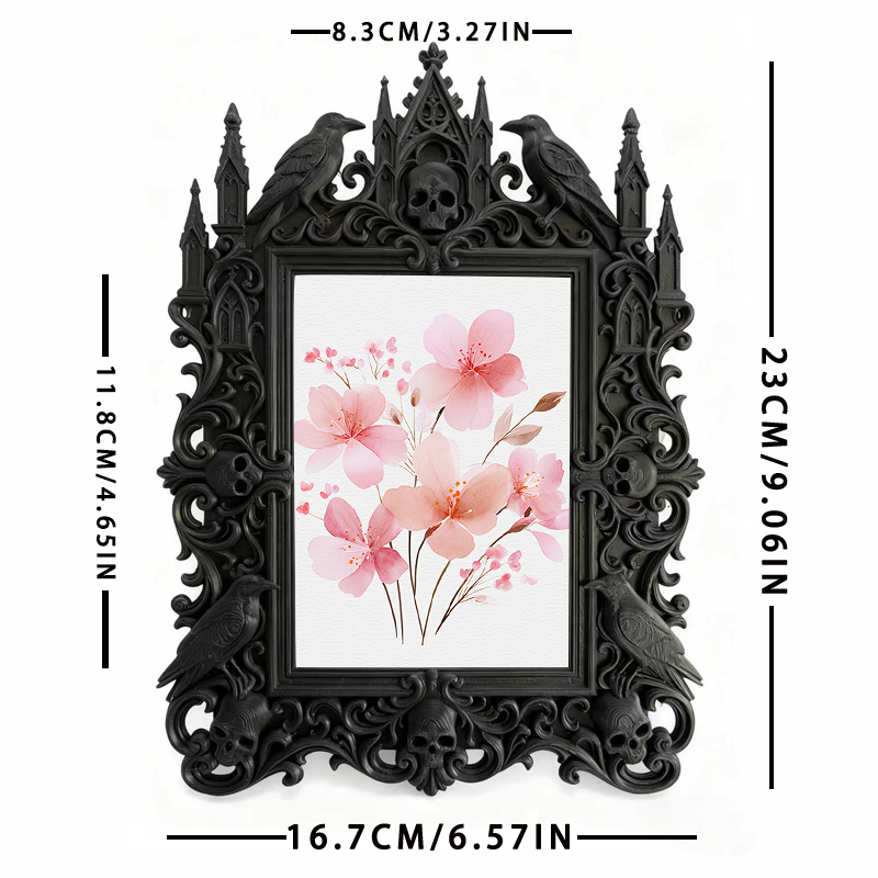 Quick-sellout Gothic Dark-style Photo Frame | Gothic Resin Art Studio Window Decor, Photo Ornament, Dual-use Display, Retro Plastic Frame