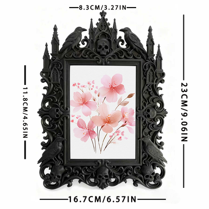 Quick-sellout Gothic Dark-style Photo Frame | Gothic Resin Art Studio Window Decor, Photo Ornament, Dual-use Display, Retro Plastic Frame