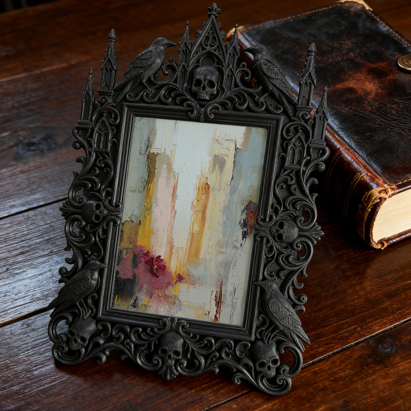 High-demand Gothic Dark-style Photo Frame | Witchy Crystal Gridding Workshop Decor, Photo Ornament, Wall-mountable & Tabletop, Scratch-resis