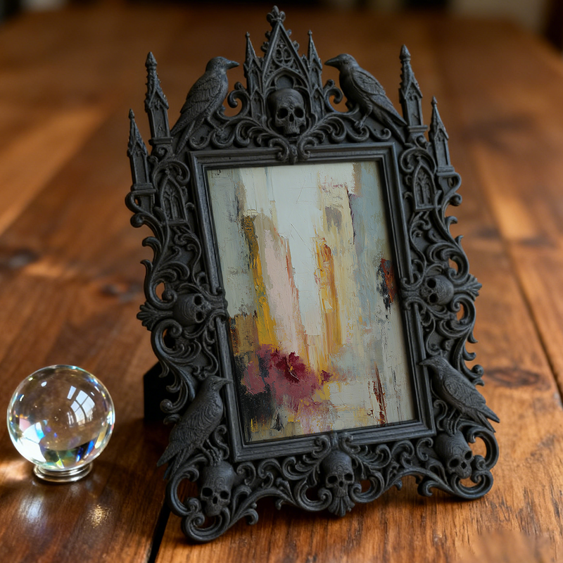 High-demand Gothic Dark-style Photo Frame | Witchy Crystal Gridding Workshop Decor, Photo Ornament, Wall-mountable & Tabletop, Scratch-resis
