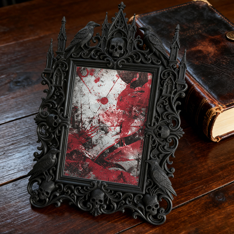 Trend-essential Gothic Dark-style Photo Frame | Punk Rock Band Merch Pop-up Booth Decor, Photo Ornament, Wall/Table Dual-use, Eco-friendly F