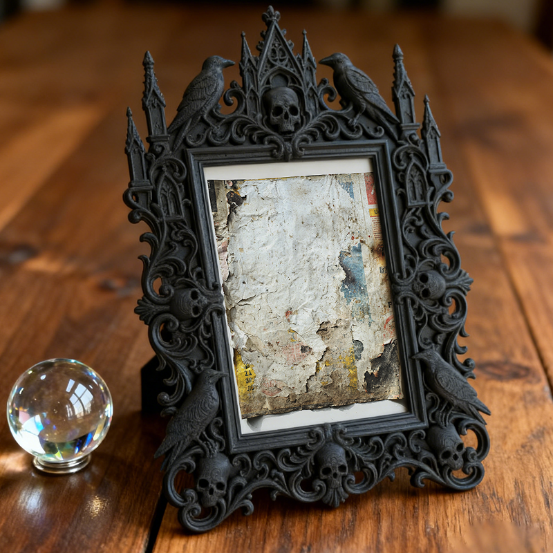 Must-grab Gothic Dark-style Photo Frame | Horror Themed Escape Room Winner Gift Decor, Photo Ornament, Wall-mountable & Tabletop, Slim Frame