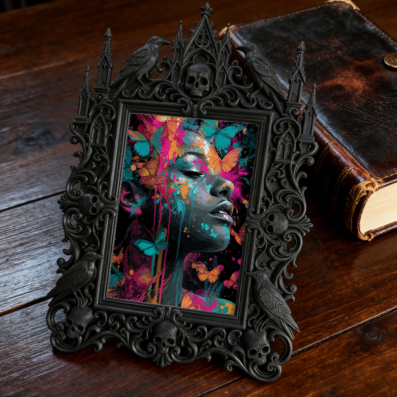 5-star-rated Gothic Dark-style Photo Frame | Gothic Elopement Reception Table Decor, Photo Ornament, Dual-use Display, Sturdy Frame