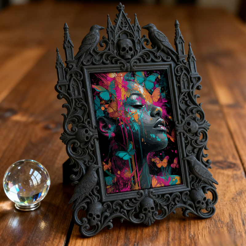 5-star-rated Gothic Dark-style Photo Frame | Gothic Elopement Reception Table Decor, Photo Ornament, Dual-use Display, Sturdy Frame