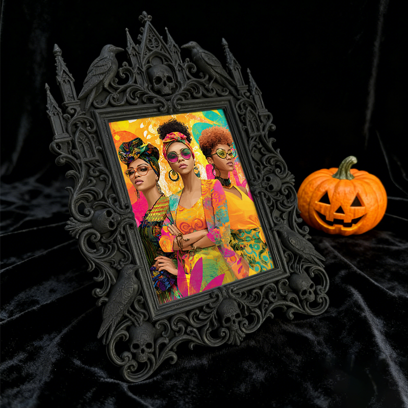 Exclusive-stock Gothic Dark-style Photo Frame | Occult Rune Carving Shop Decor, Photo Ornament, Wall-mountable & Tabletop, Collectible Frame