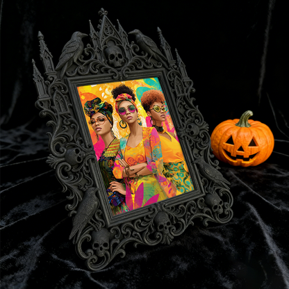 Exclusive-stock Gothic Dark-style Photo Frame | Occult Rune Carving Shop Decor, Photo Ornament, Wall-mountable & Tabletop, Collectible Frame