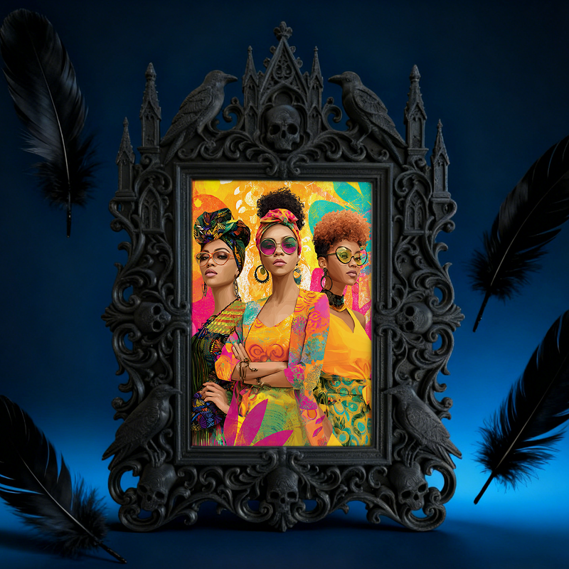 Exclusive-stock Gothic Dark-style Photo Frame | Occult Rune Carving Shop Decor, Photo Ornament, Wall-mountable & Tabletop, Collectible Frame