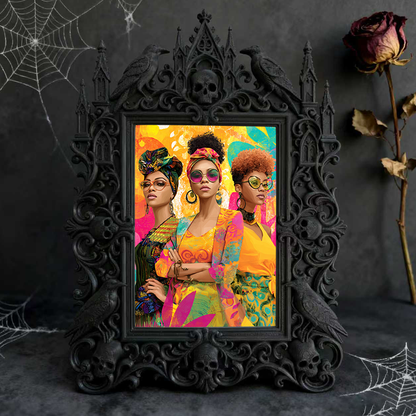 Exclusive-stock Gothic Dark-style Photo Frame | Occult Rune Carving Shop Decor, Photo Ornament, Wall-mountable & Tabletop, Collectible Frame