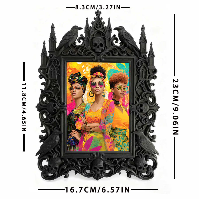 Exclusive-stock Gothic Dark-style Photo Frame | Occult Rune Carving Shop Decor, Photo Ornament, Wall-mountable & Tabletop, Collectible Frame