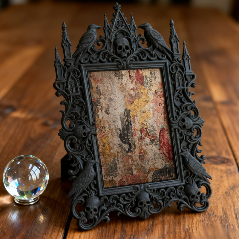 Sought-after-gem Gothic Dark-style Photo Frame | Werewolf Themed Camping Picnic Decor, Photo Ornament, Wall/Table Dual-use, Rustic Frame
