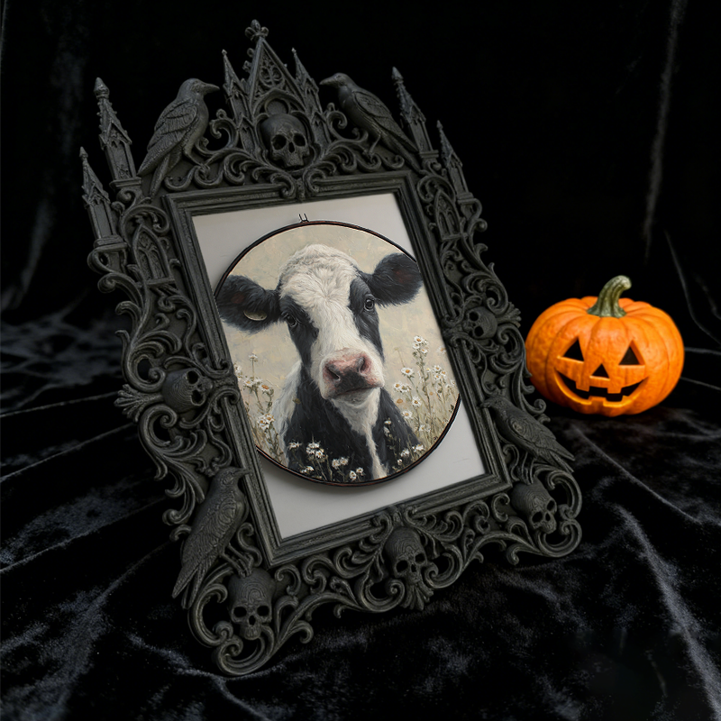 Insta-trending Gothic Dark-style Photo Frame | Gothic Brow Tinting Studio Shelf Decor, Photo Ornament, Wall-mountable & Tabletop, High-gloss