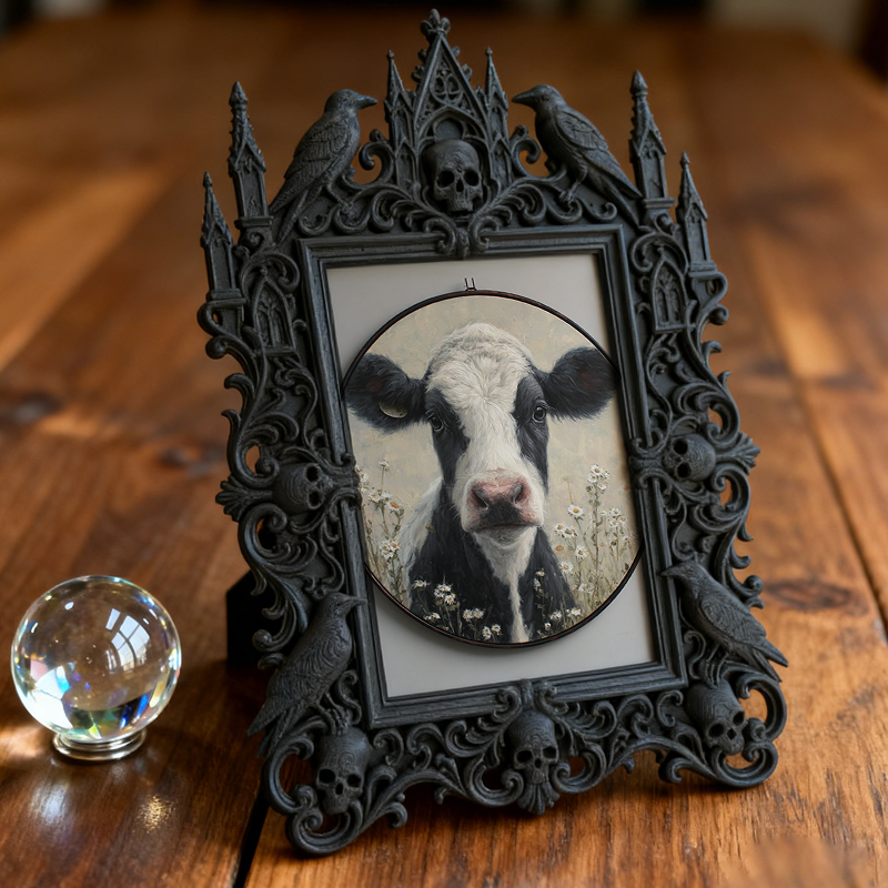 Insta-trending Gothic Dark-style Photo Frame | Gothic Brow Tinting Studio Shelf Decor, Photo Ornament, Wall-mountable & Tabletop, High-gloss