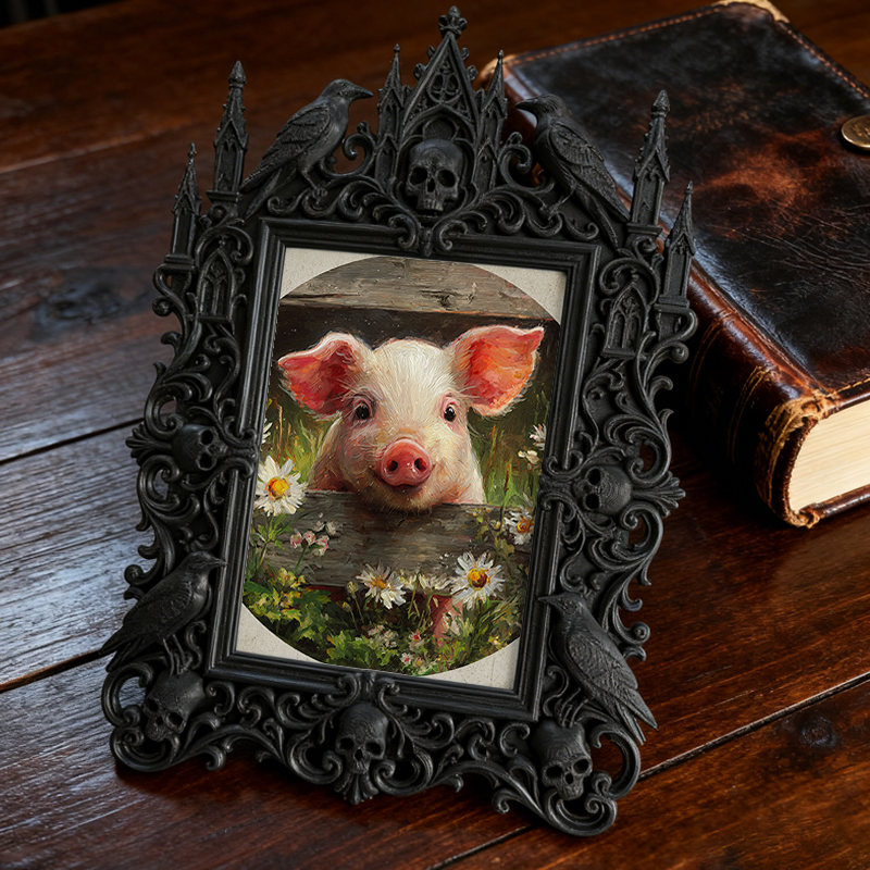 Luxe-dark Gothic Dark-style Photo Frame | Dark Calligraphy Wedding Invitation Display, Photo Ornament, Wall-mountable & Tabletop, Practical 
