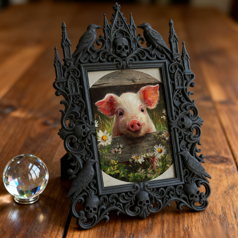 Luxe-dark Gothic Dark-style Photo Frame | Dark Calligraphy Wedding Invitation Display, Photo Ornament, Wall-mountable & Tabletop, Practical 